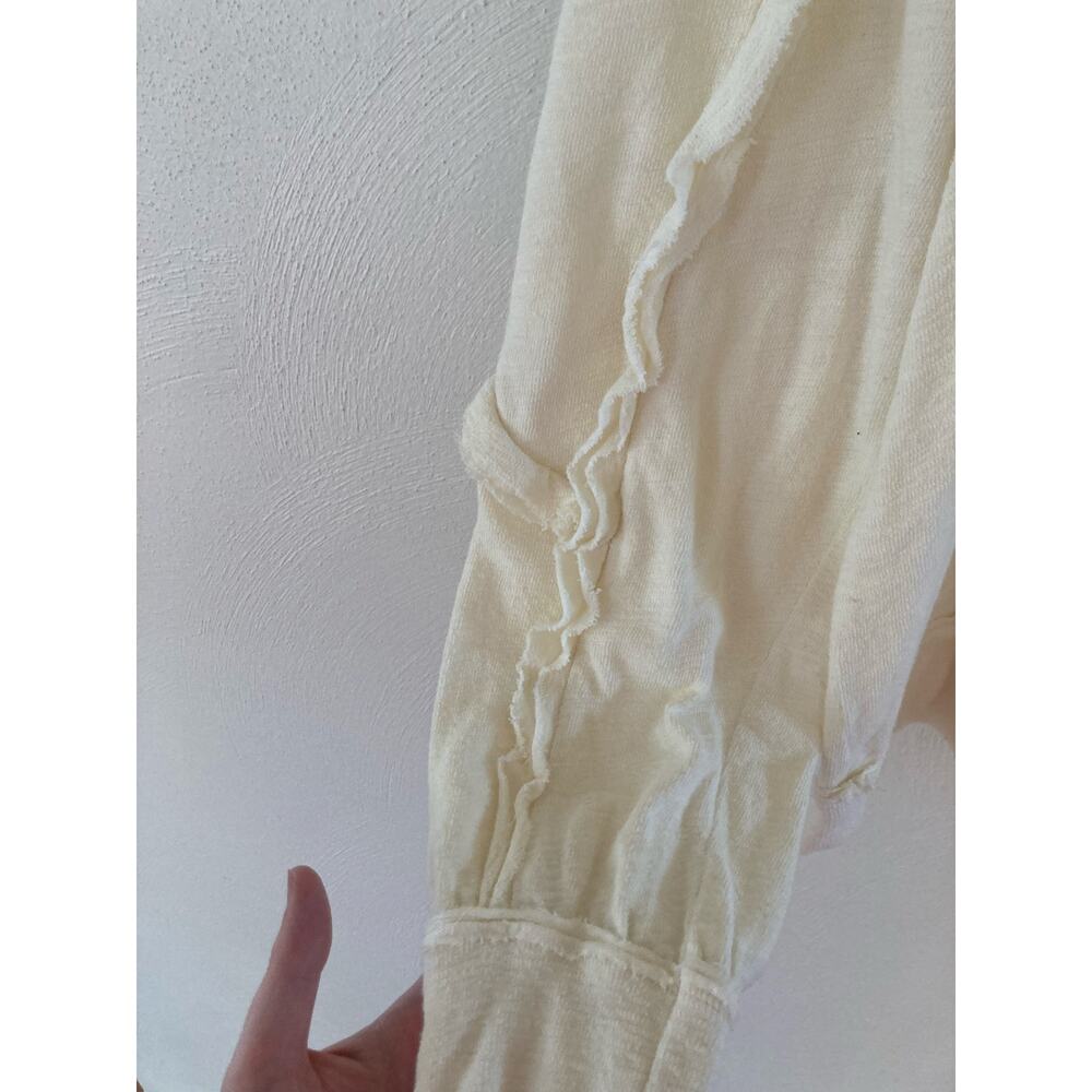 Anthropologie Pilco Elsa Ruffled Slub Knit Cotton Cream Top Sweater M - Picture 5 of 11